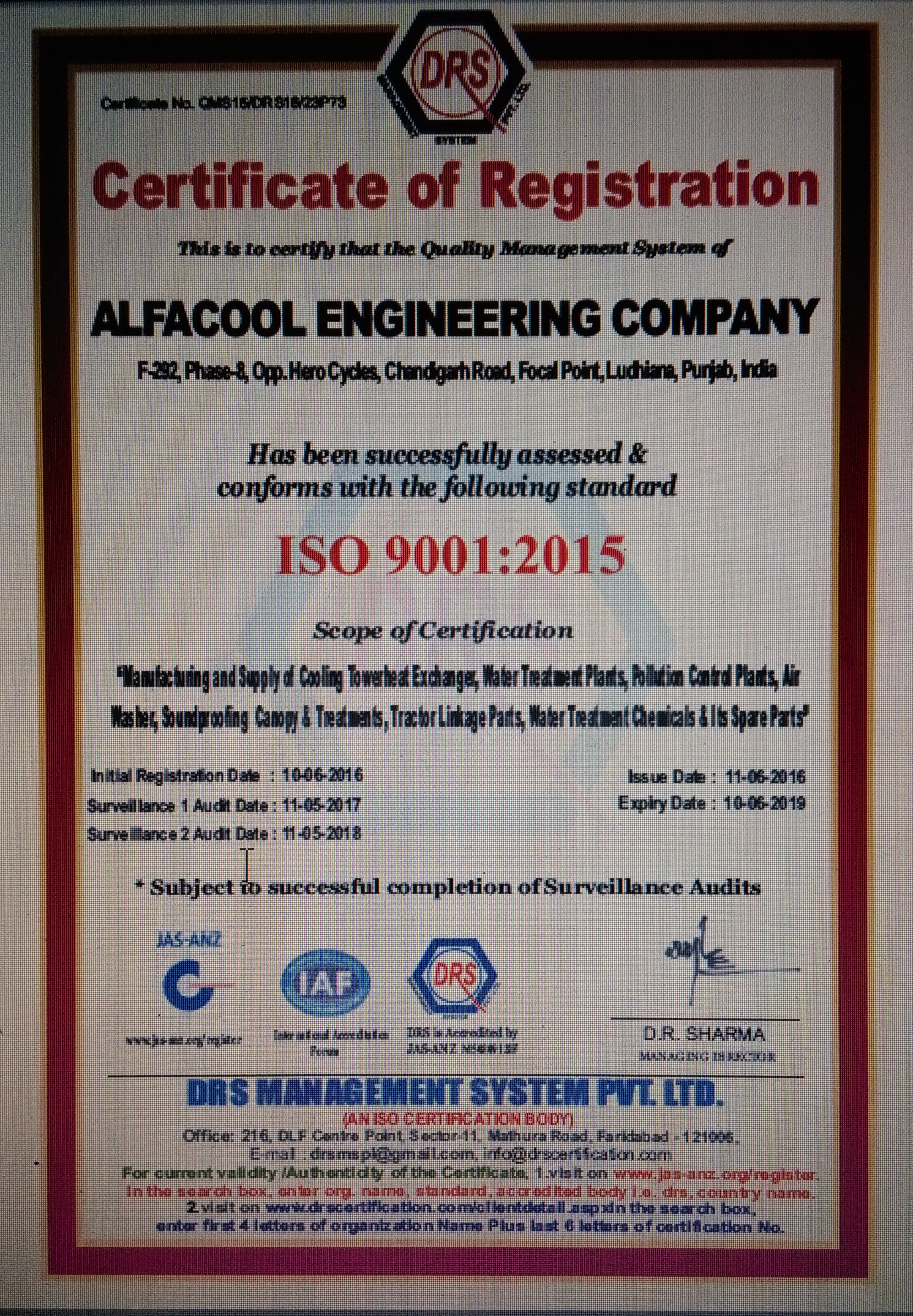 iso certificate 9001:2015
